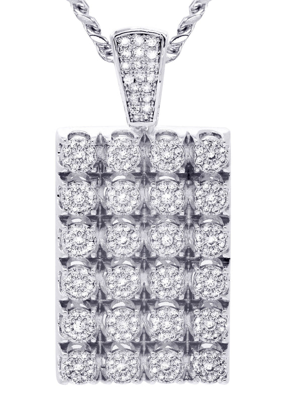 White Gold Plated Cuban Link Chain & Dog Tag Pendant | Appx. 40.2 Grams