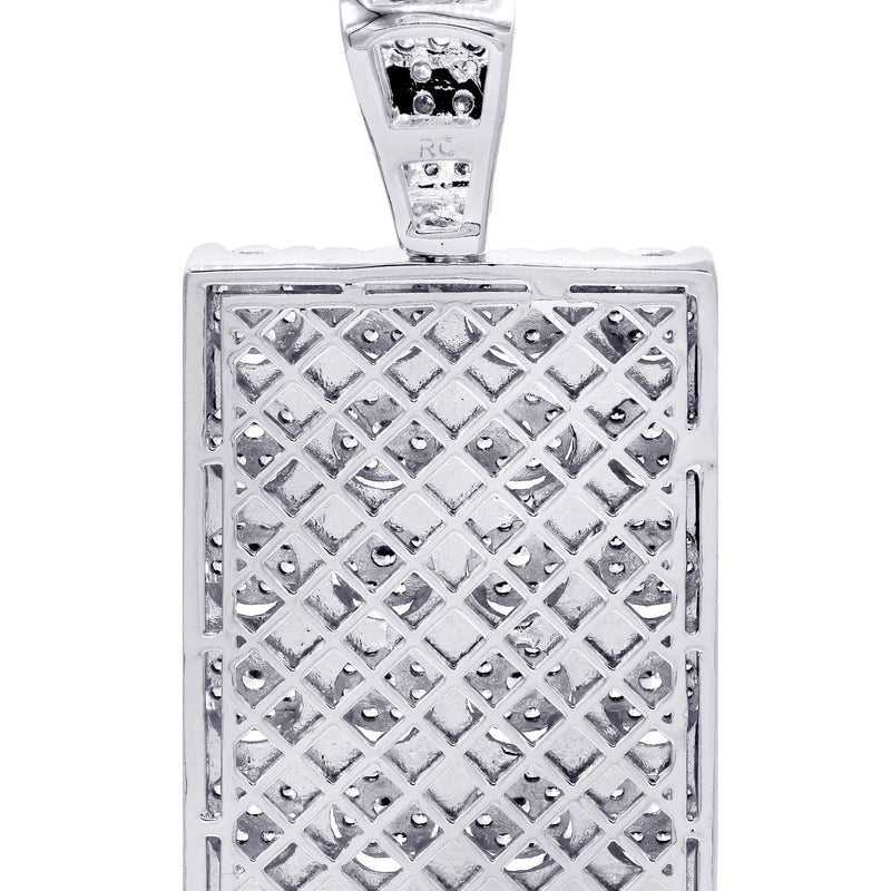 White Gold Plated Cuban Link Chain & Dog Tag Pendant | Appx. 40.2 Grams