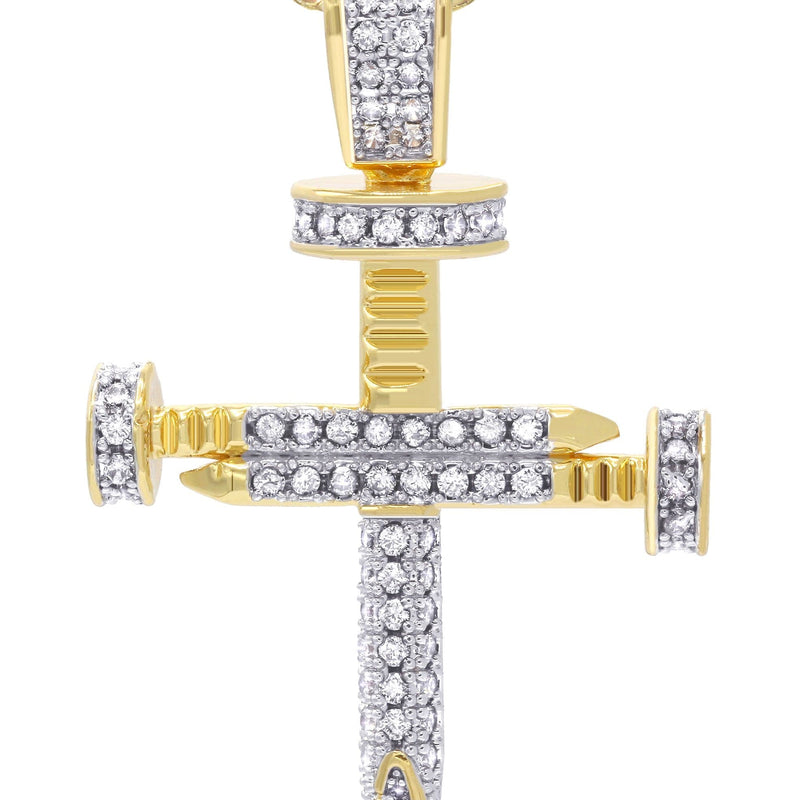 Mens Gold Plated Cuban Link Chain & Cross Pendant | Appx. 15 Grams