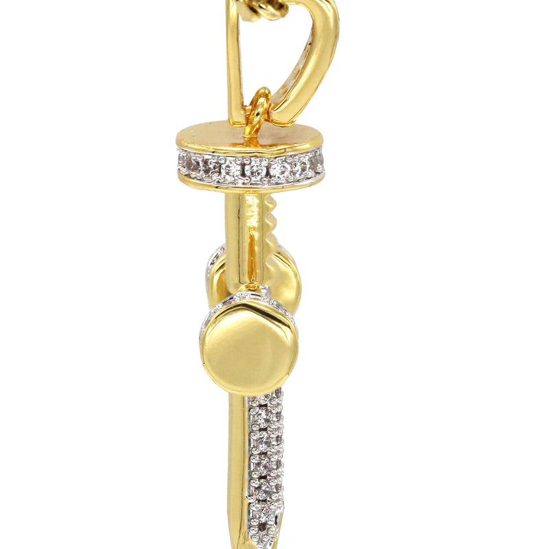 Mens Gold Plated Cuban Link Chain & Cross Pendant | Appx. 15 Grams