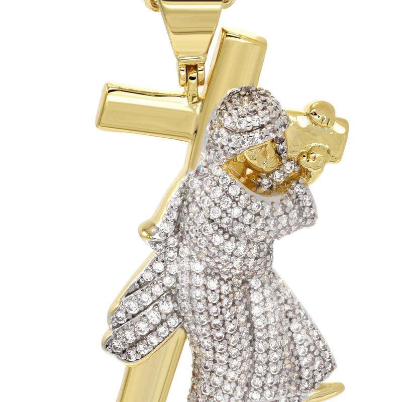 Mens Gold Plated Franco Chain & Cross Pendant | Appx. 14.4 Grams
