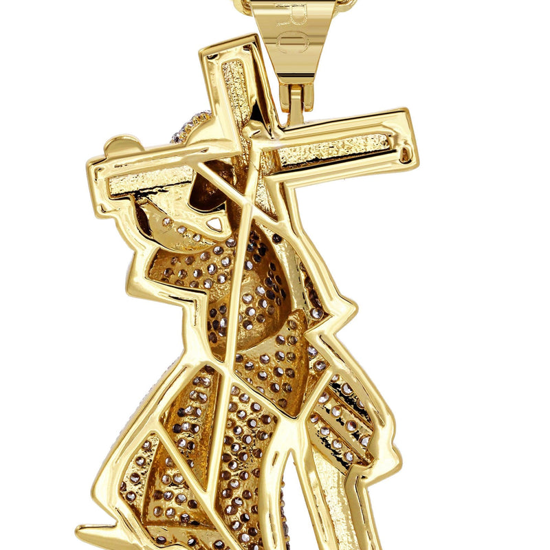 Mens Gold Plated Franco Chain & Cross Pendant | Appx. 14.4 Grams