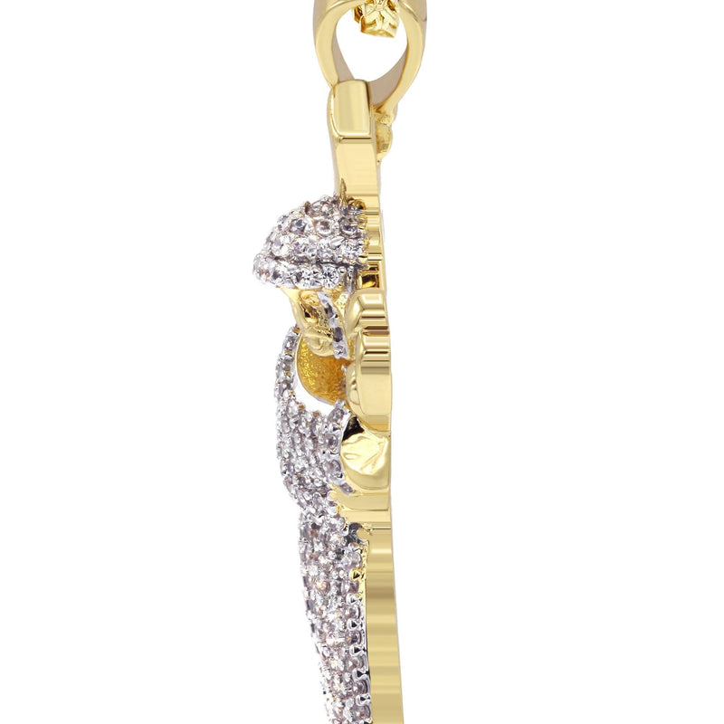 Mens Gold Plated Franco Chain & Cross Pendant | Appx. 14.4 Grams