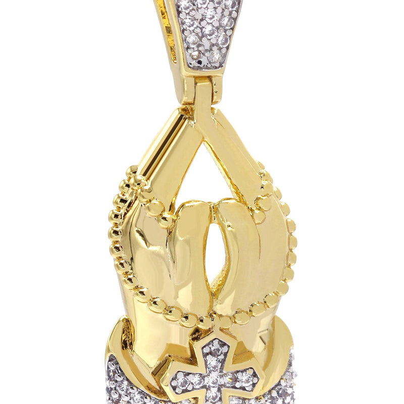 Mens Gold Plated Praying Hands Pendant | 4 Grams