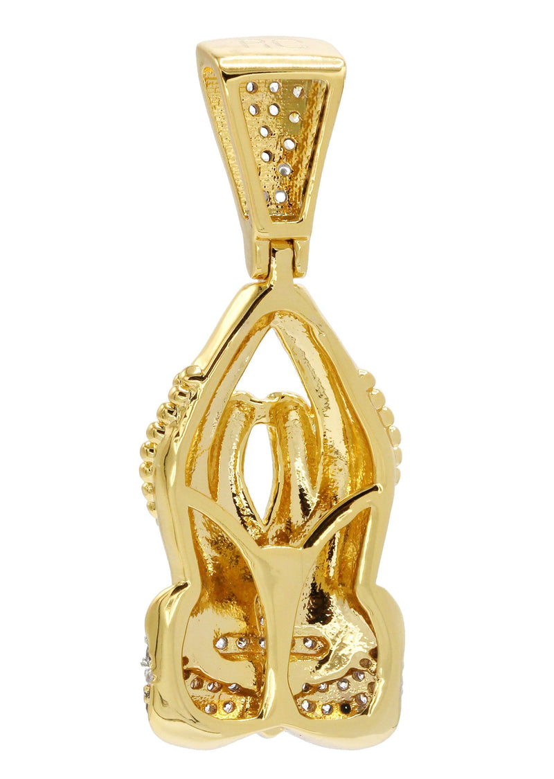 Mens Gold Plated Praying Hands Pendant | 4 Grams
