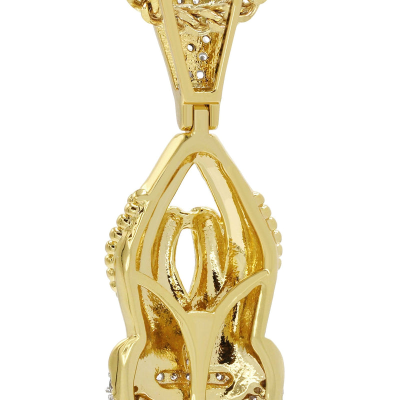 Mens Gold Plated Franco Chain & Praying Hands Pendant | Appx. 12 Grams