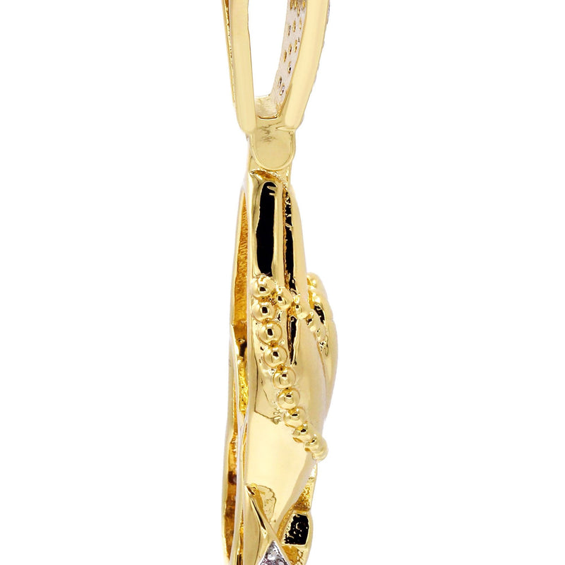 Mens Gold Plated Praying Hands Pendant | 4 Grams