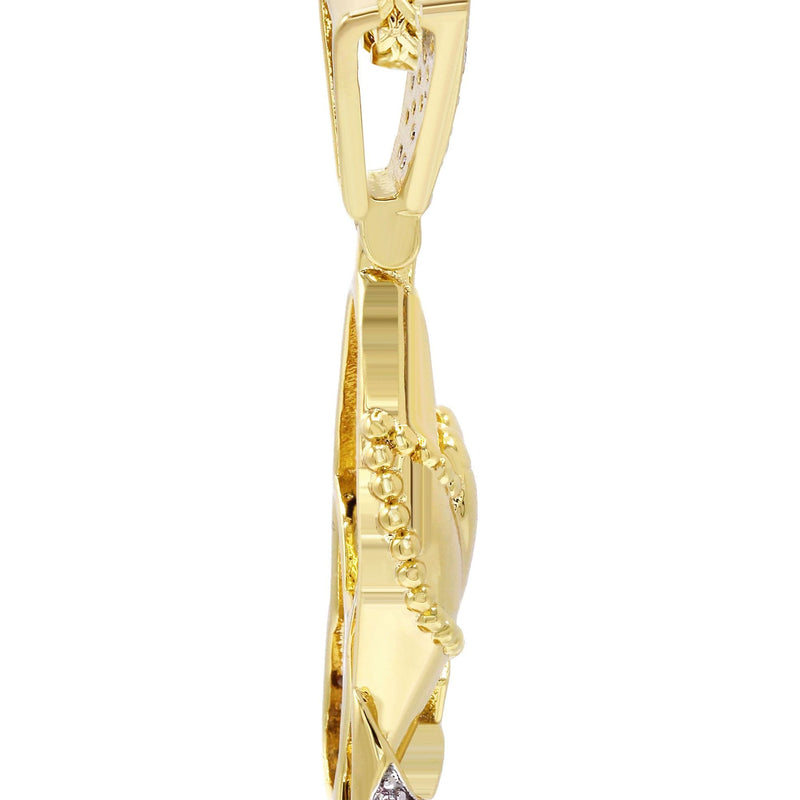 Mens Gold Plated Franco Chain & Praying Hands Pendant | Appx. 12 Grams