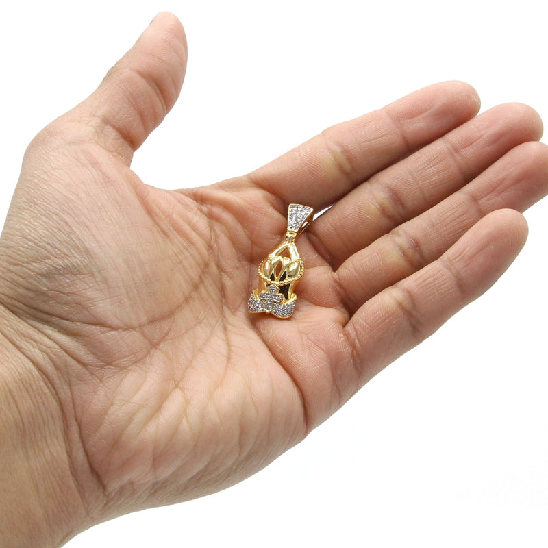 Mens Gold Plated Praying Hands Pendant | 4 Grams