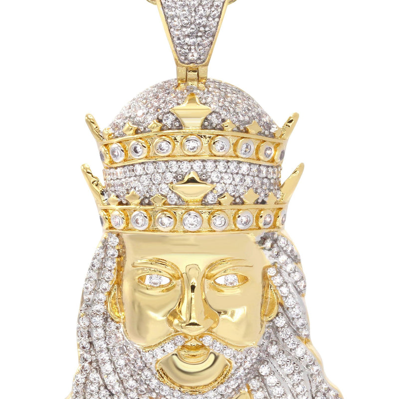 Mens Gold Plated Cuban Link Chain & King Pendant | Appx. 19.5 Grams