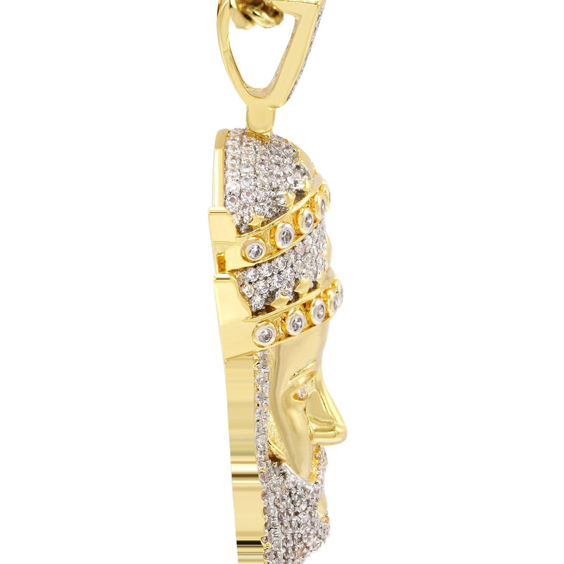 Mens Gold Plated Cuban Link Chain & King Pendant | Appx. 19.5 Grams
