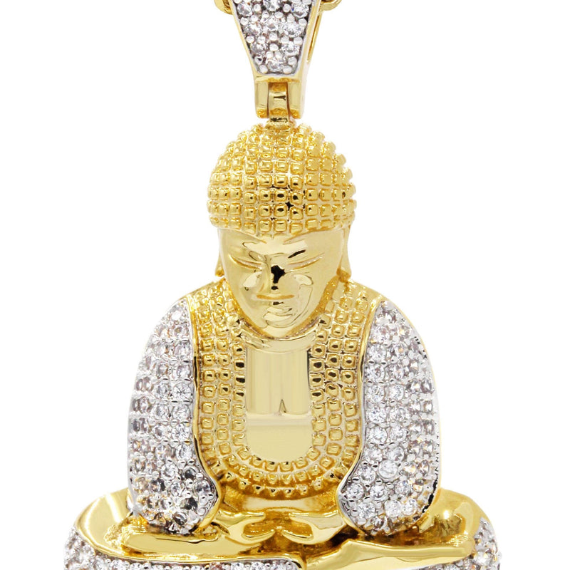 Mens Gold Plated Franco Chain & Buddha Pendant | Appx. 14 Grams