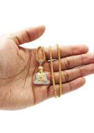 Mens Gold Plated Franco Chain & Buddha Pendant | Appx. 14 Grams