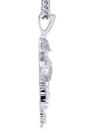 White Gold Plated Cuban Link Chain & Soldier Pendant | Appx. 14.3 Grams