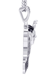 White Gold Plated Cuban Link Chain & Pharaoh Pendant | Appx. 16 Grams