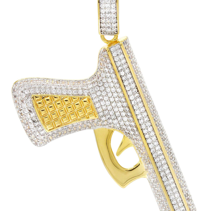 Mens Gold Plated Rope Chain & Gun Pendant | Appx. 16.2 Grams