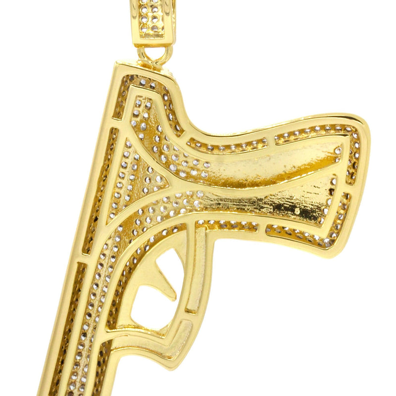Mens Gold Plated Gun Pendant | 8.2 Grams