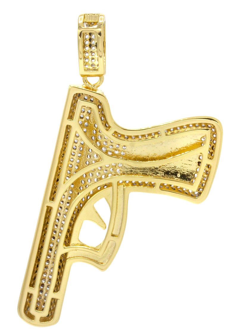 Mens Gold Plated Gun Pendant | 8.2 Grams