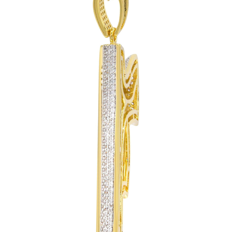 Mens Gold Plated Rope Chain & Gun Pendant | Appx. 16.2 Grams