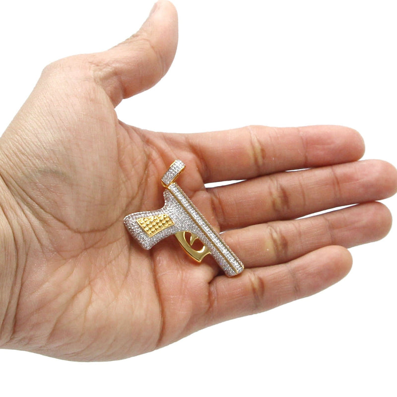 Mens Gold Plated Gun Pendant | 8.2 Grams