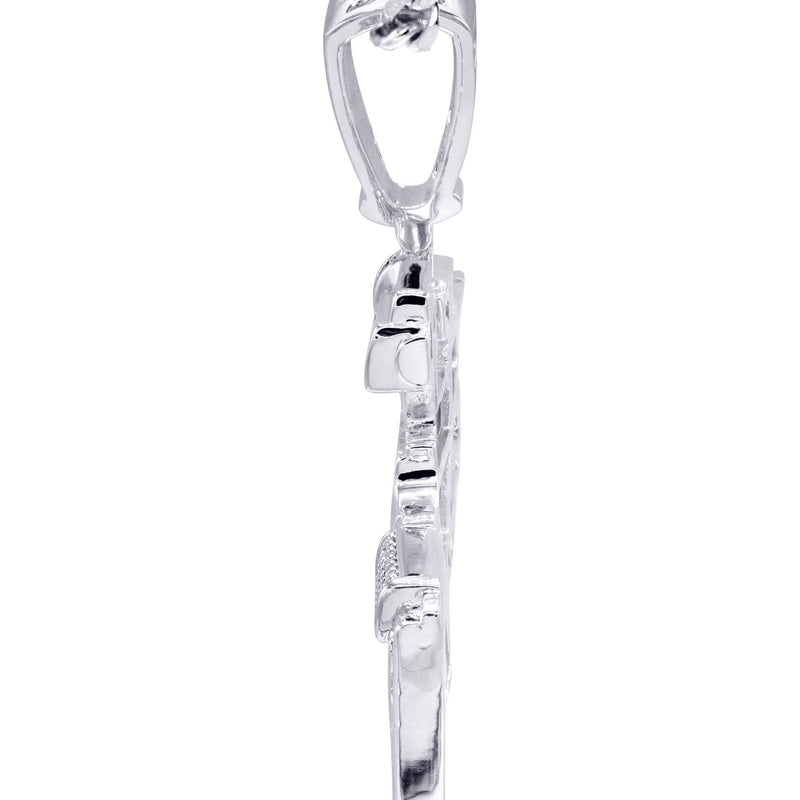White Gold Plated Cuban Link Chain & Gun Pendant | Appx. 31.9 Grams