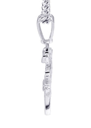 White Gold Plated Cuban Link Chain & Gun Pendant | Appx. 31.9 Grams