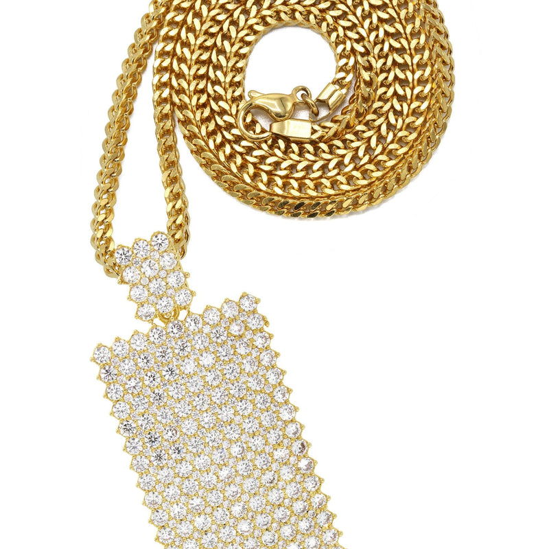 Mens Gold Plated Franco Chain & Dog Tag Pendant | Appx. 28 Grams