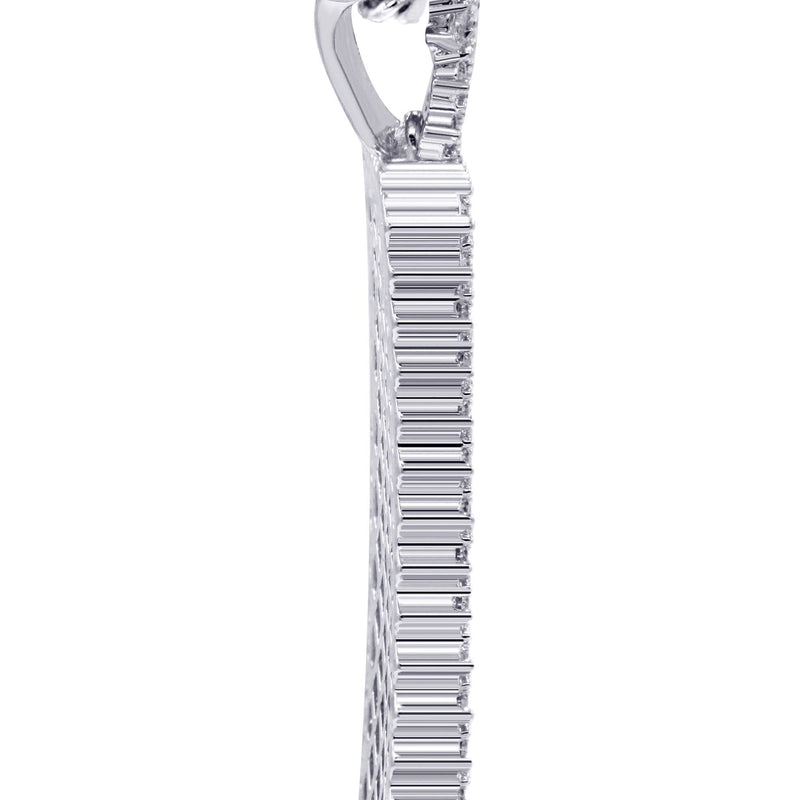 White Gold Plated Cuban Link Chain & Dog Tag Pendant | Appx. 28 Grams