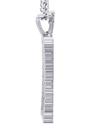 White Gold Plated Cuban Link Chain & Dog Tag Pendant | Appx. 28 Grams