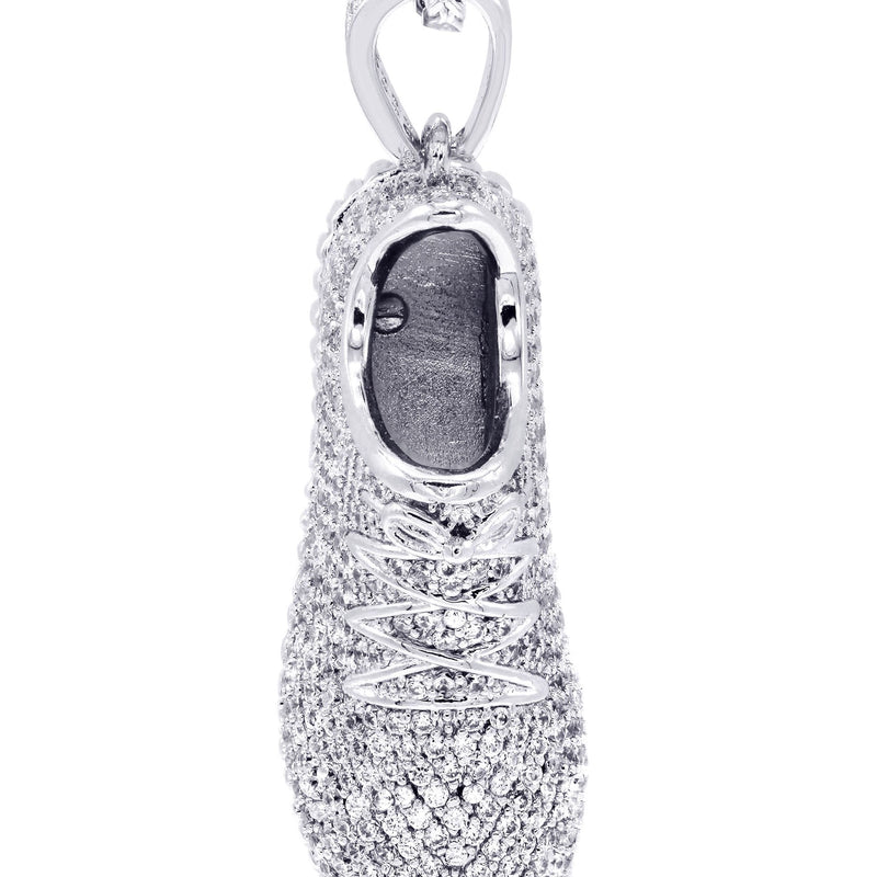 White Gold Plated Cuban Link Chain & Sneaker Pendant | Appx. 30.9 Grams
