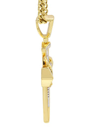 Mens Gold Plated Cuban Link Chain & Cross Pendant | Appx. 14.4 Grams