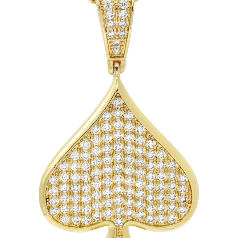 Mens Gold Plated Franco Chain & Ace of Spades Pendant | Appx. 15.9 Grams