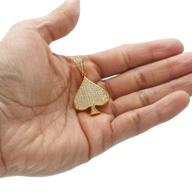 Mens Gold Plated Ace of Spades Pendant | 7.9 Grams
