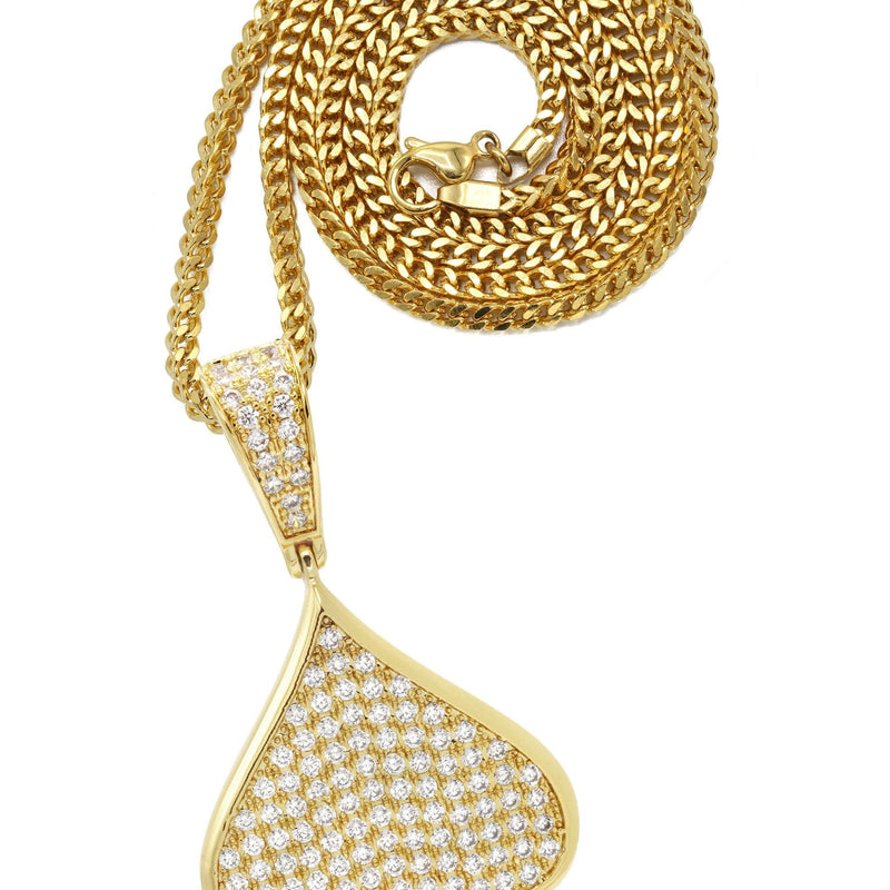 Mens Gold Plated Franco Chain & Ace of Spades Pendant | Appx. 15.9 Grams