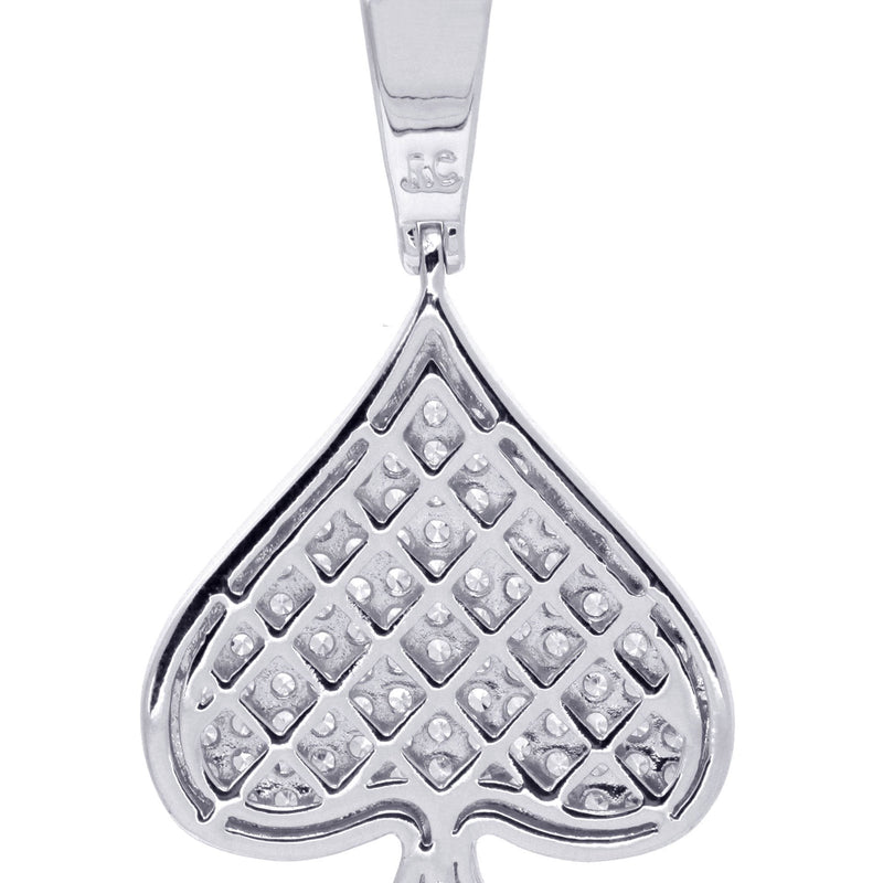 White Gold Plated Cuban Link Chain & Ace of Spades Pendant | Appx. 15.9 Grams