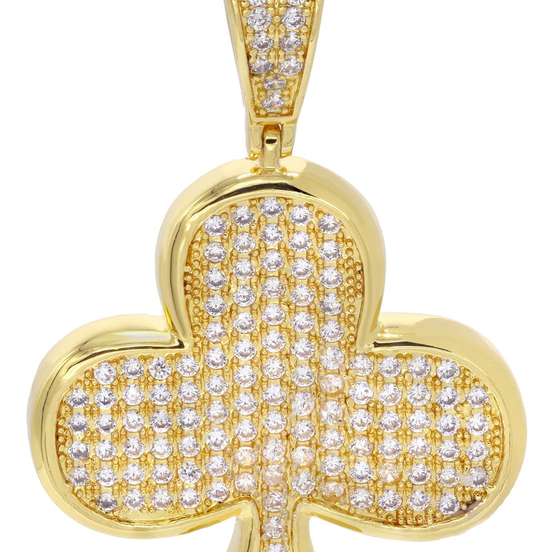 Mens Gold Plated Clover Pendant | 10.8 Grams