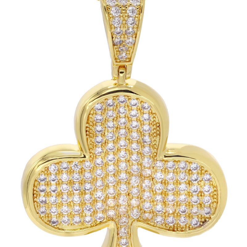 Mens Gold Plated Cuban Link Chain & Clover Pendant | Appx. 18.8 Grams