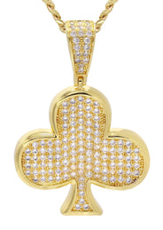 Mens Gold Plated Cuban Link Chain & Clover Pendant | Appx. 18.8 Grams