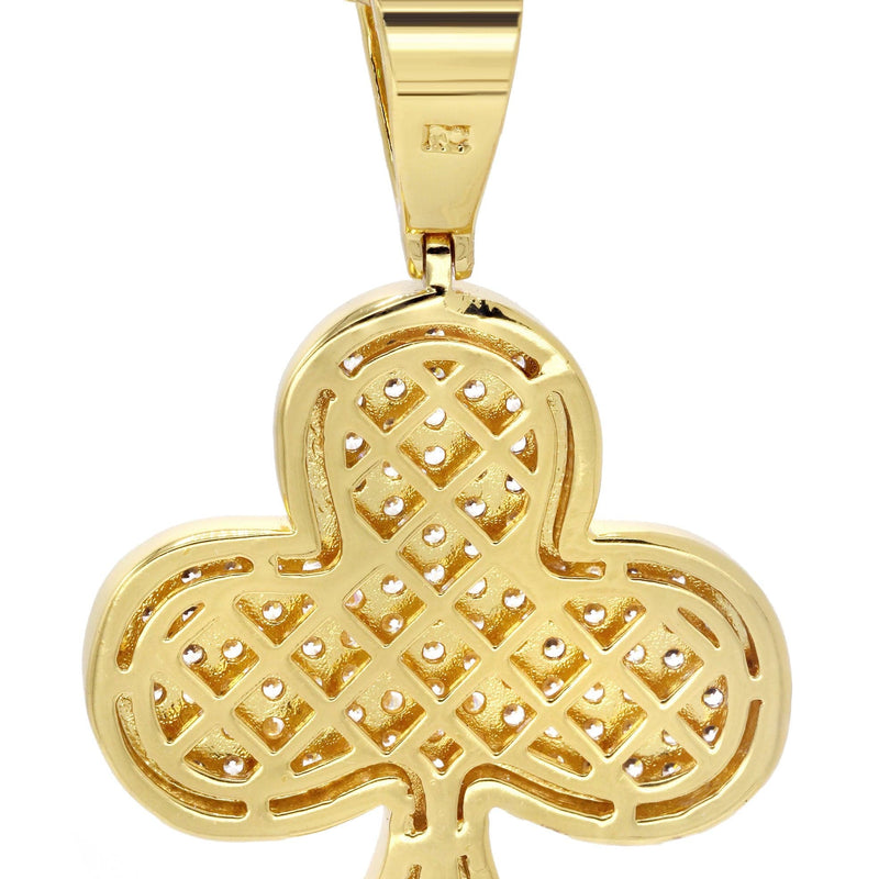 Mens Gold Plated Cuban Link Chain & Clover Pendant | Appx. 18.8 Grams