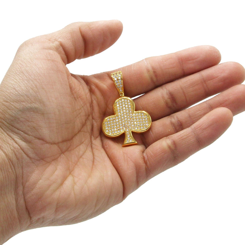 Mens Gold Plated Clover Pendant | 10.8 Grams