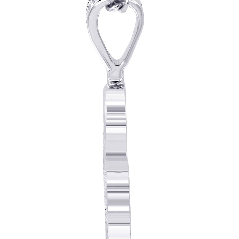 White Gold Plated Cuban Link Chain & Trebol Pendant | Appx. 18.8 Grams