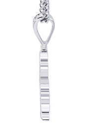 White Gold Plated Cuban Link Chain & Trebol Pendant | Appx. 18.8 Grams