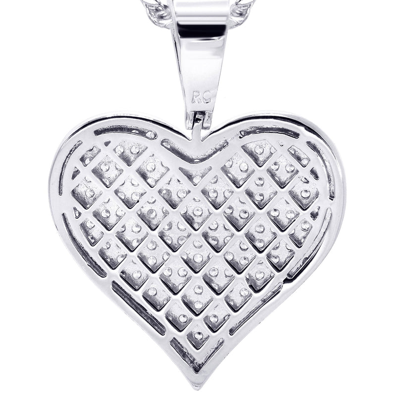 White Gold Plated Cuban Link Chain & Heart Pendant | Appx. 19.5 Grams