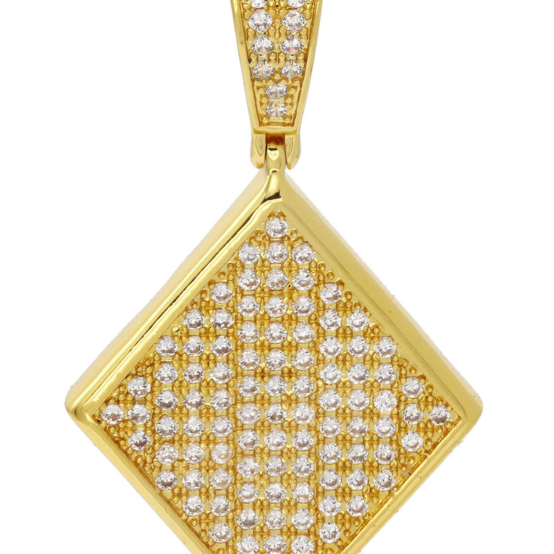 Mens Gold Plated Iced Out Pendant | 8.1 Grams