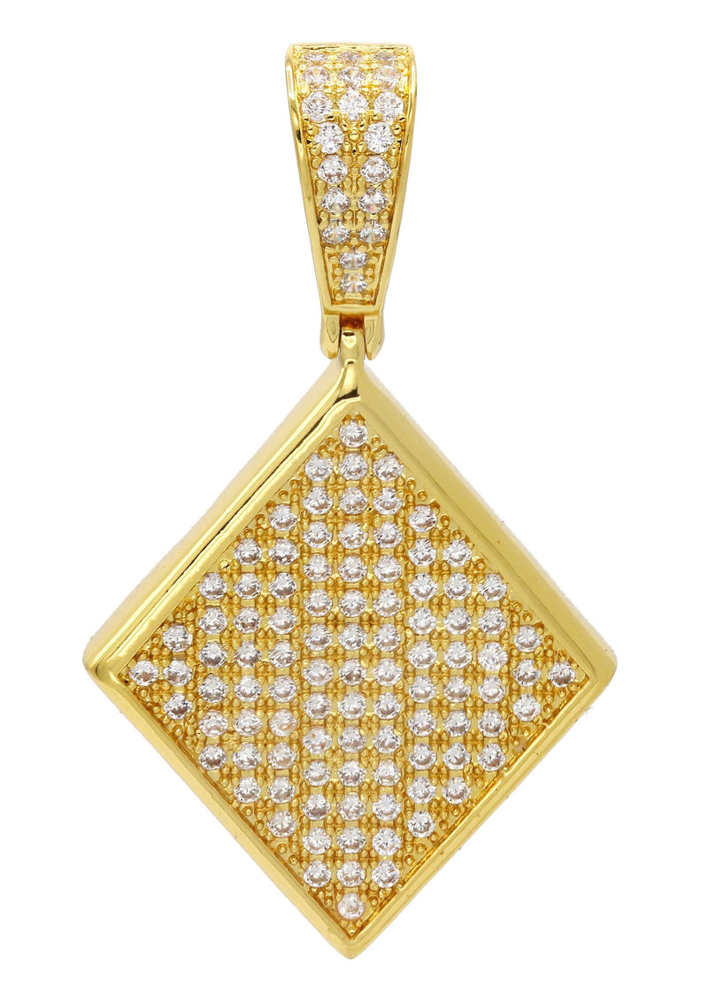 Mens Gold Plated Iced Out Pendant | 8.1 Grams