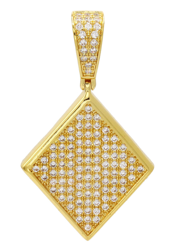 Mens Gold Plated Iced Out Pendant | 8.1 Grams