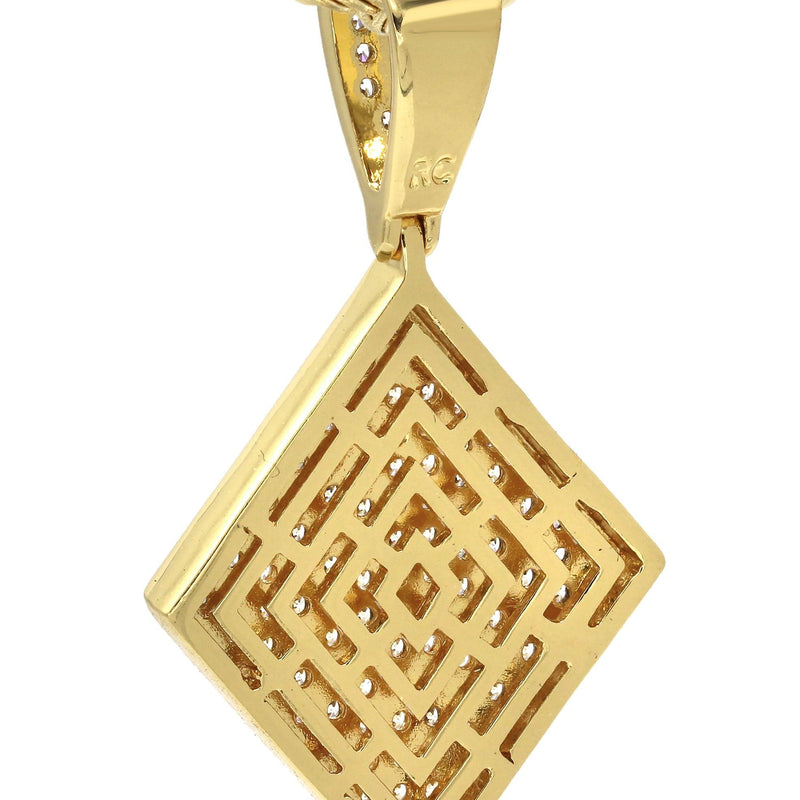 Mens Gold Plated Rope Chain & Iced Out Pendant | Appx. 16.1 Grams