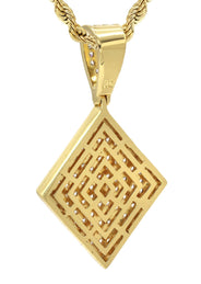 Mens Gold Plated Rope Chain & Iced Out Pendant | Appx. 16.1 Grams
