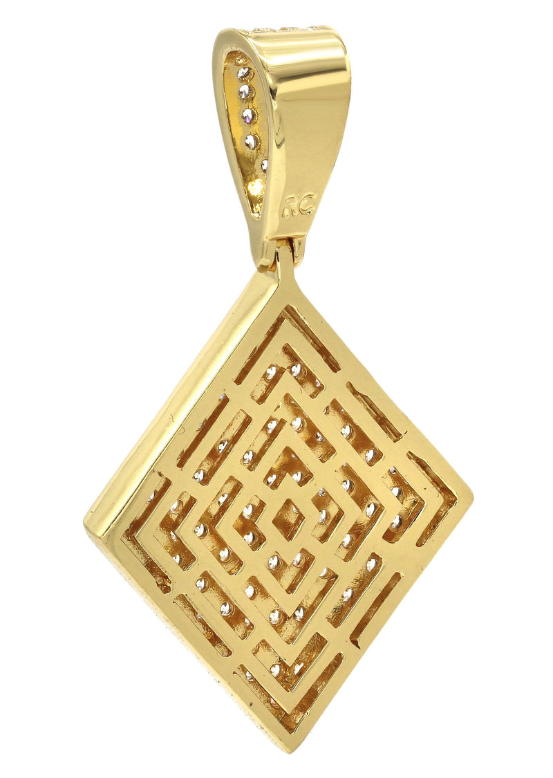 Mens Gold Plated Iced Out Pendant | 8.1 Grams