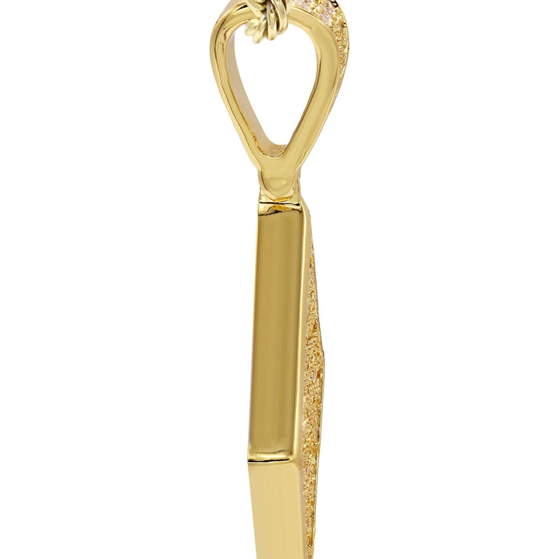 Mens Gold Plated Rope Chain & Iced Out Pendant | Appx. 16.1 Grams